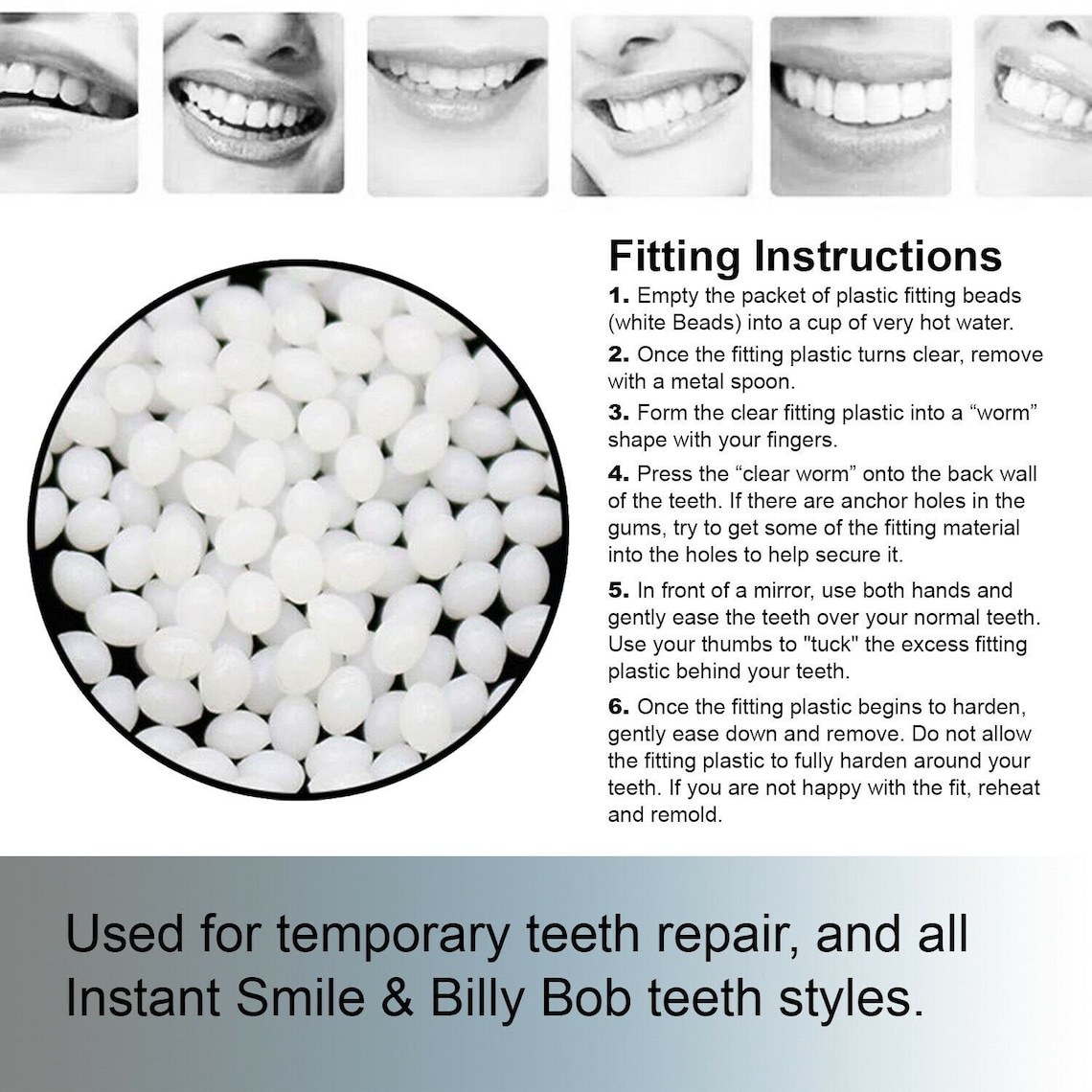 Instant Smile Teeth 3 Pack Thermal Fitting Beads Temporary Etsy