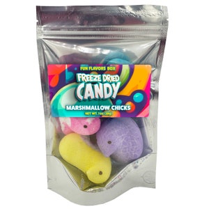 Freeze Dried Candy Marshmallow Chicks, Unique, Exotic Crunch Snack Treats, Easter Party Favor Gift Idea, 1 oz