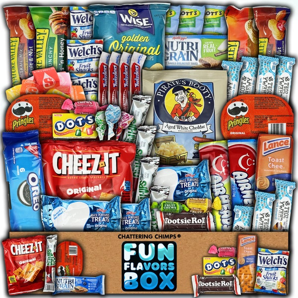 Favorites Deluxe Snack Box, College Care Package (50 Count) Employee Appreciation Basket, College Student Care Package, Personalized Sampler