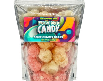 Freeze Dried Candy Sour Gummy Bears Variety Pack Space Theme Party Favors Birthday Gift, 2 oz