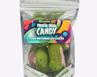 Pintinhos de Marshmallow Liofilizados com Sabor de Melancia Azeda, Delícias Exóticas Crocantes, 28g