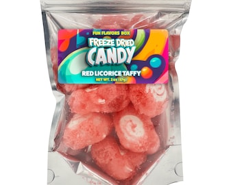 Balas liofilizadas de alcaçuz vermelho, balas crocantes, lembrancinhas de festa, 2 oz