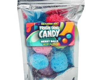 Pacote variado de doces liofilizados Merry Balls, guloseimas crocantes