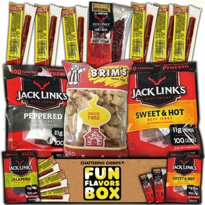 Favorites Deluxe Meat Lover Snack Gift Box Care Package 13 Count Variety Pack Beef Jerky Steak Pork Skins Personalized Sampler