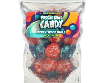 Bolas espaciais de frutas vermelhas e pretas liofilizadas, doces, guloseimas crocantes, 2 oz