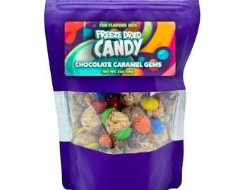 Freeze Dried Candy Chocolate Caramel Gems Sweet Treats for Him, Her, College Care Package 2 oz