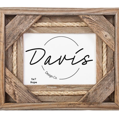 5 X 7 Rope Rustic Barn Wood Frame Barnwood Weathered Reclaimed Etsy