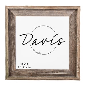 12x12 Plain Rustic Wood Frame | Reclaimed Wood Picture Frame | Farmhouse Decor Frame for Gallery Wall | Custom Picture Frame