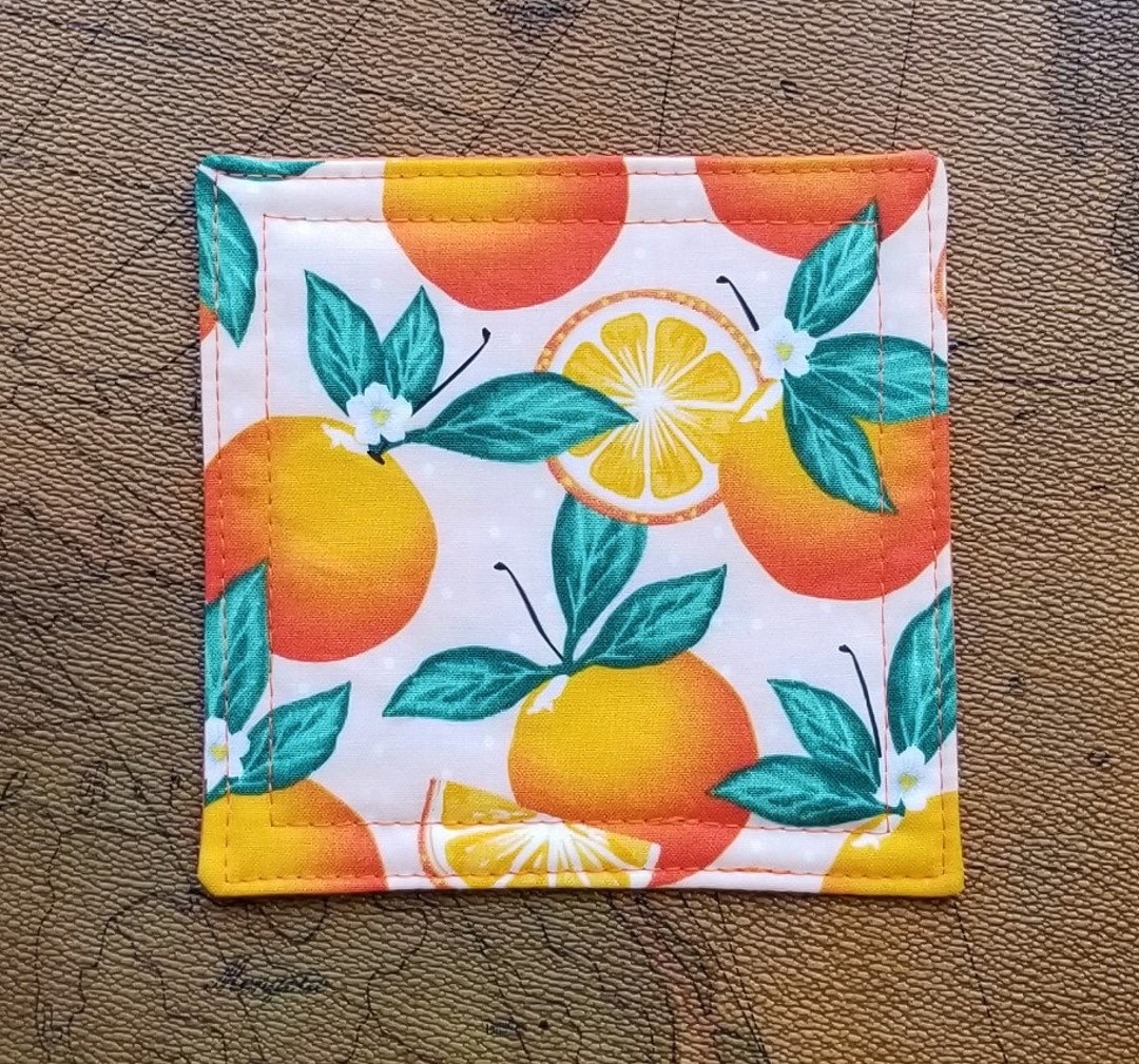Orange Coaster Four Packorange Tea Coastersquilted Orange Coasters