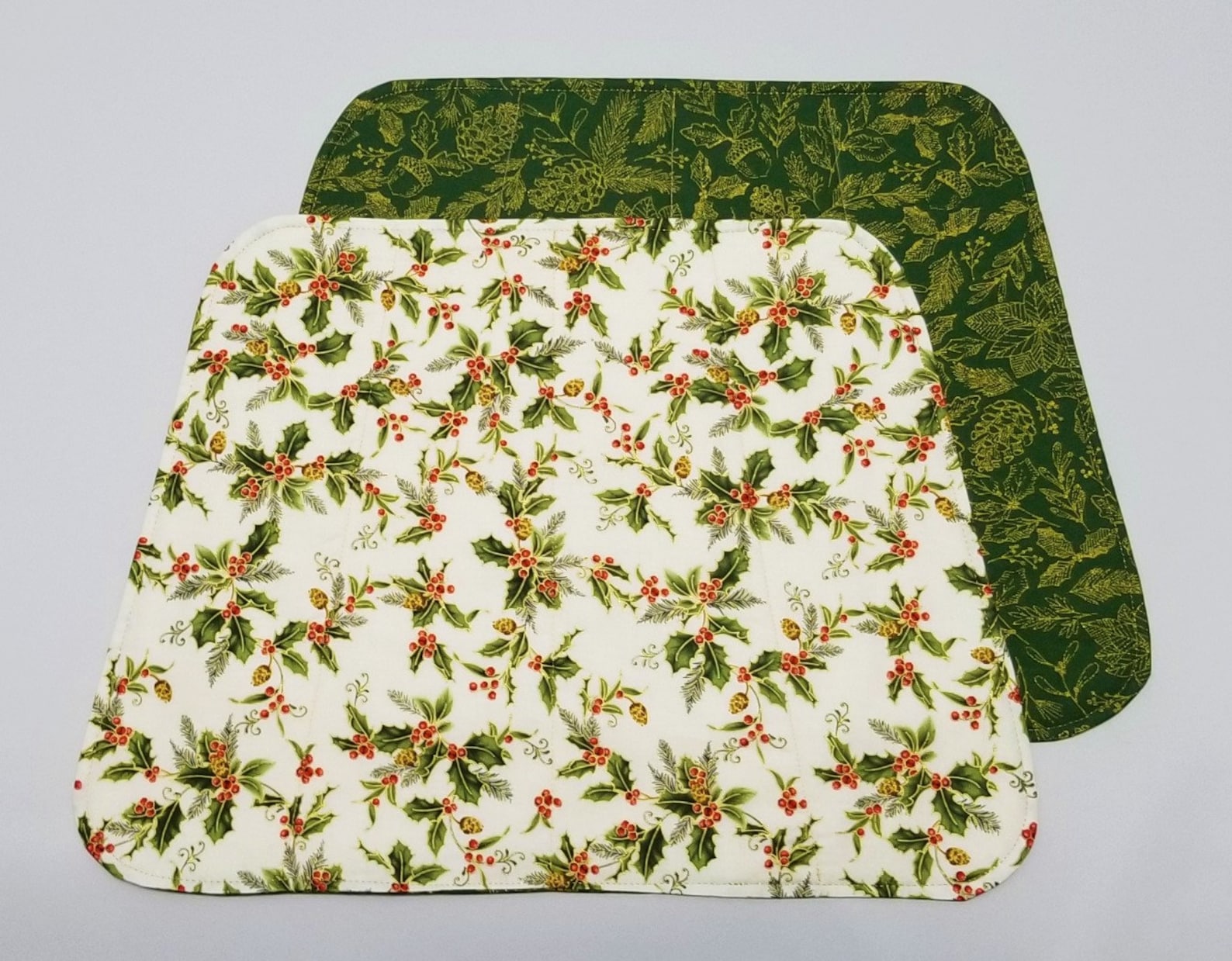 Holly Wedge Placemat SetQuilted Fabric PlacematFall Quilted Etsy