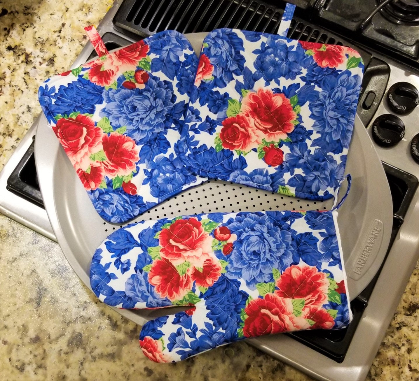 Pioneer Woman Heritage Floral Quilted Oven Mitt-barbeque Oven Mitt