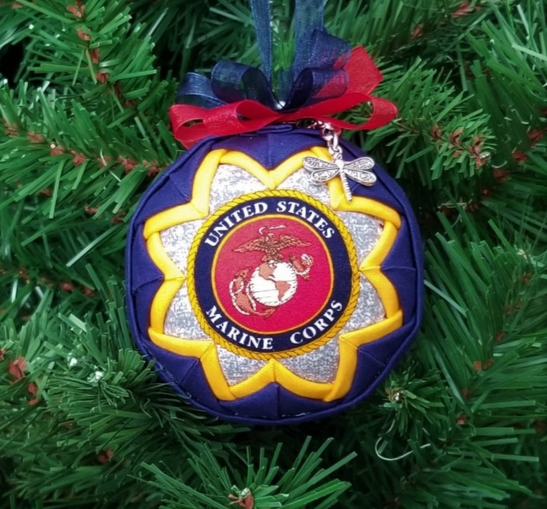 Quilted US Marine Corps Ball OrnamentQuilted Ornament BallChristmas