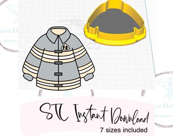 Fireman Jacket Cookie Cutter STL File Instant Download