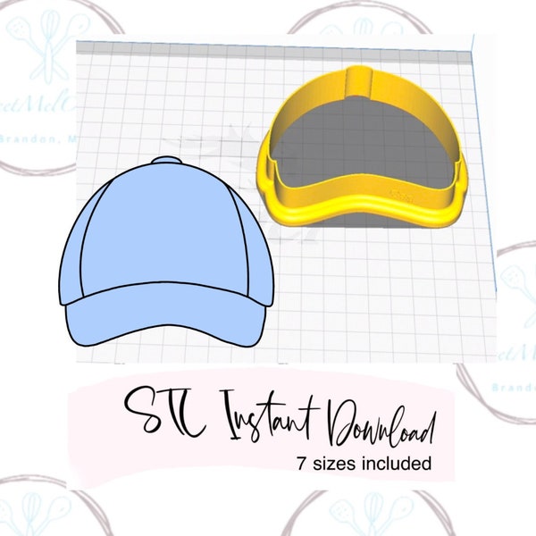 Baseball Cap ps Cookie Cutter STL File Instant Download