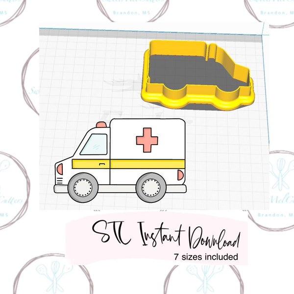 Ambulance Cookie Cutter STL Instant Digital Download