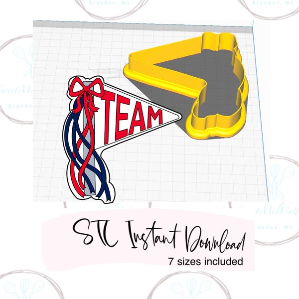 School Pennant ps Cookie Cutter STL File Instant Download