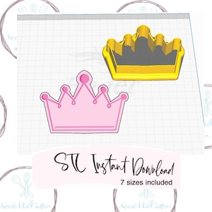 Peut inclure: Deux emportes-pièces en forme de couronne, l'un jaune et l'autre rose. Le texte "STC Instant Download 7 sizes included" est sous les emportes-pièces.