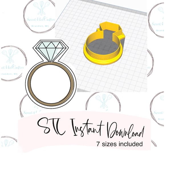 Wedding Ring Cookie Cutter STL File Instant Download