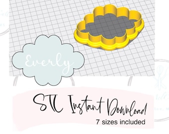 Everly Plaque ps Cookie Cutter STL File Instant Download