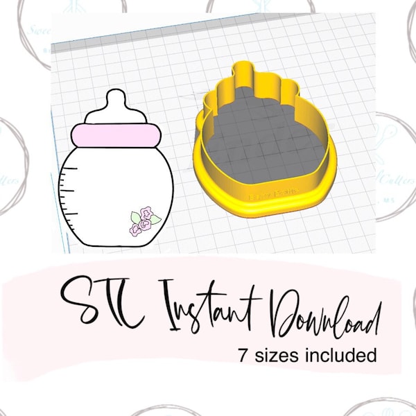 Baby Bottle Cookie Cutter STL File Instant Download