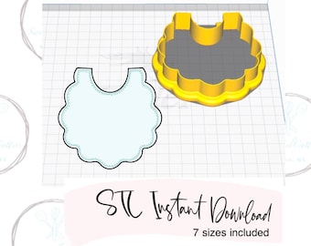 Baby Bib Cookie Cutter STL File Instant Download