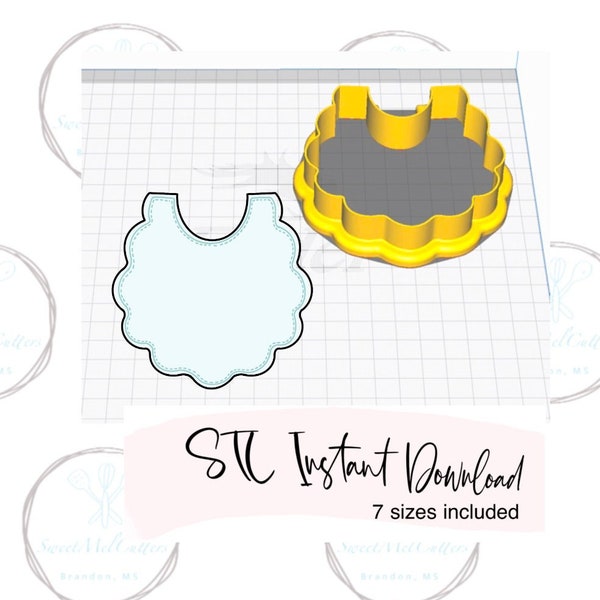 Baby Bib Cookie Cutter STL File Instant Download