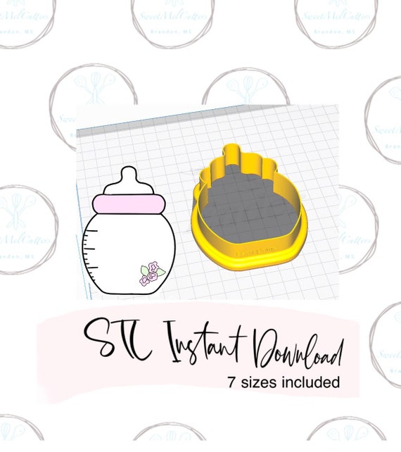 Baby Bottle Cookie Cutter STL File Instant Download