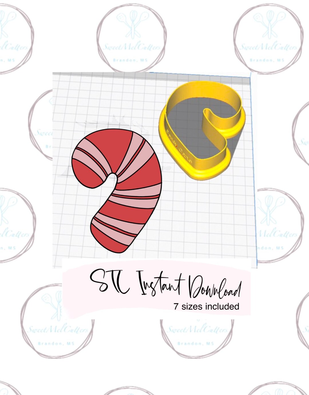 Candy Cane Cookie Cutter STL File Instant Download - Etsy