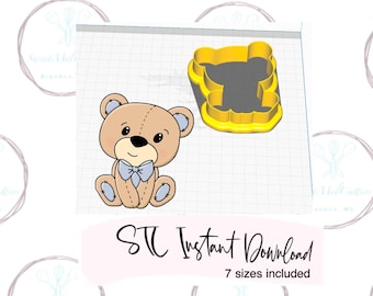 Sitting Teddy Bear Cookie Cutter STL Instant Digital Downloads