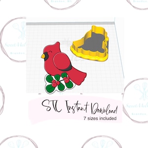 Cardinal on Leaf Cookie Cutter STL Instant Digital Download