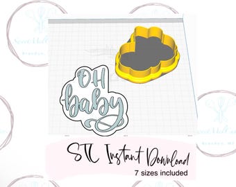 Cortador de galletas OH baby STL Descargas digitales instantáneas