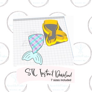 Mermaid Tail Cookie Cutter STL File Instant Download