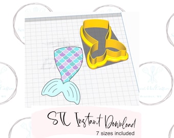 Mermaid Tail Cookie Cutter STL File Instant Download