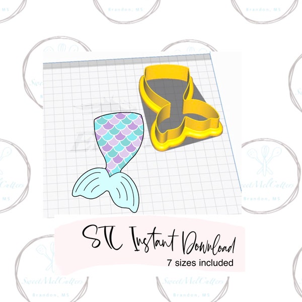 Mermaid Tail Cookie Cutter STL File Instant Download