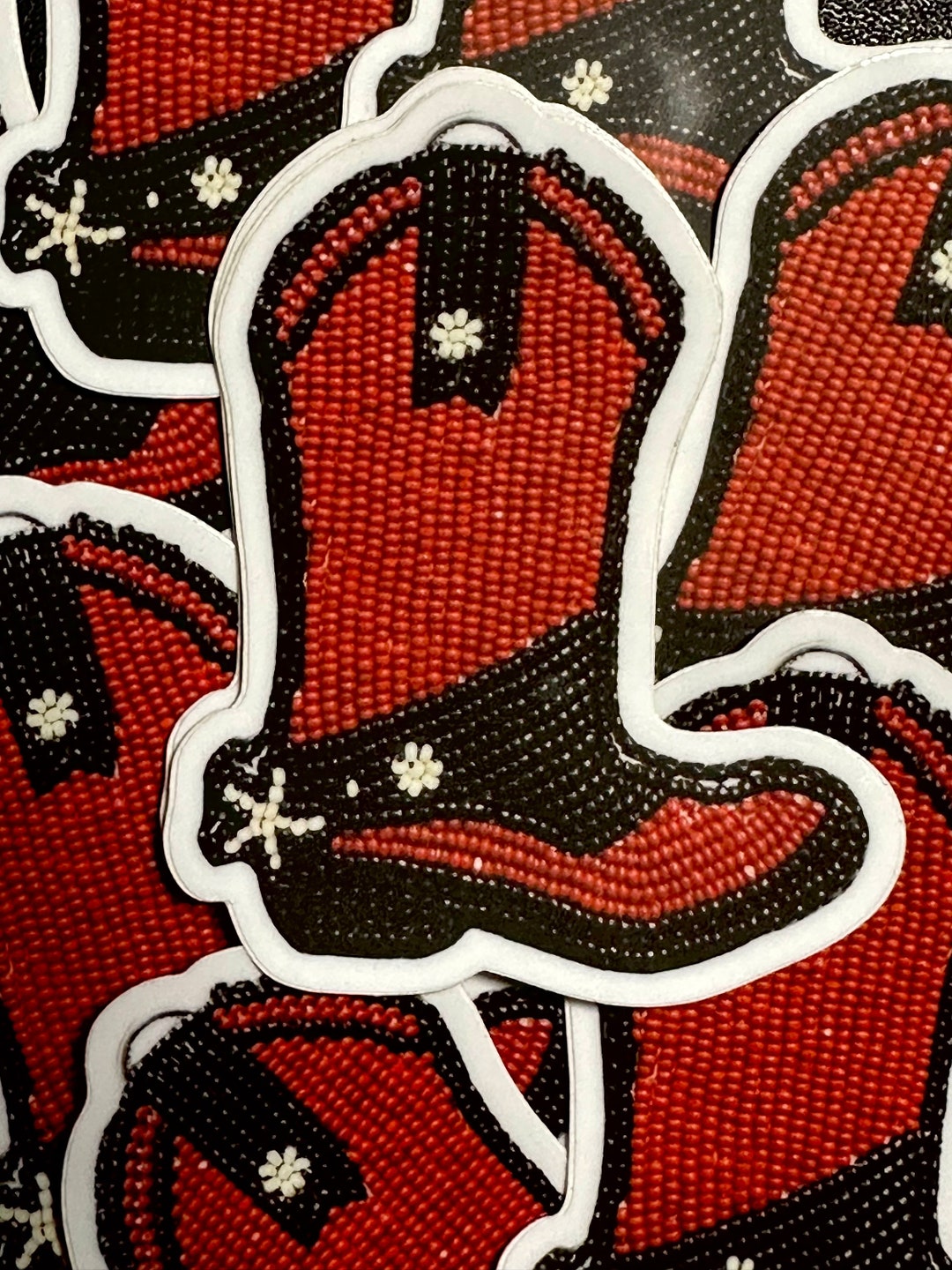 Hand Beaded Cowboy Boot Sticker - Etsy