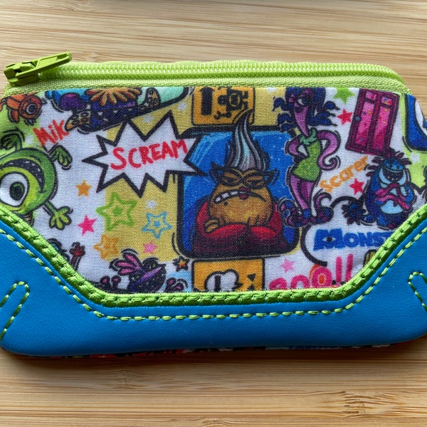 Handmade | Blue Green Disney Monsters Inc Style | Cosmetic Bag | Coin Pouch | Make Up Bag | Purse | Pin Pouch