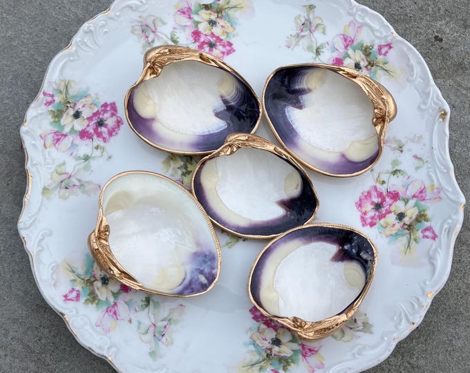 Clam Shell Ring Dish, Seashell Jewelry Trinket Bowl, Quahog Wampum ...