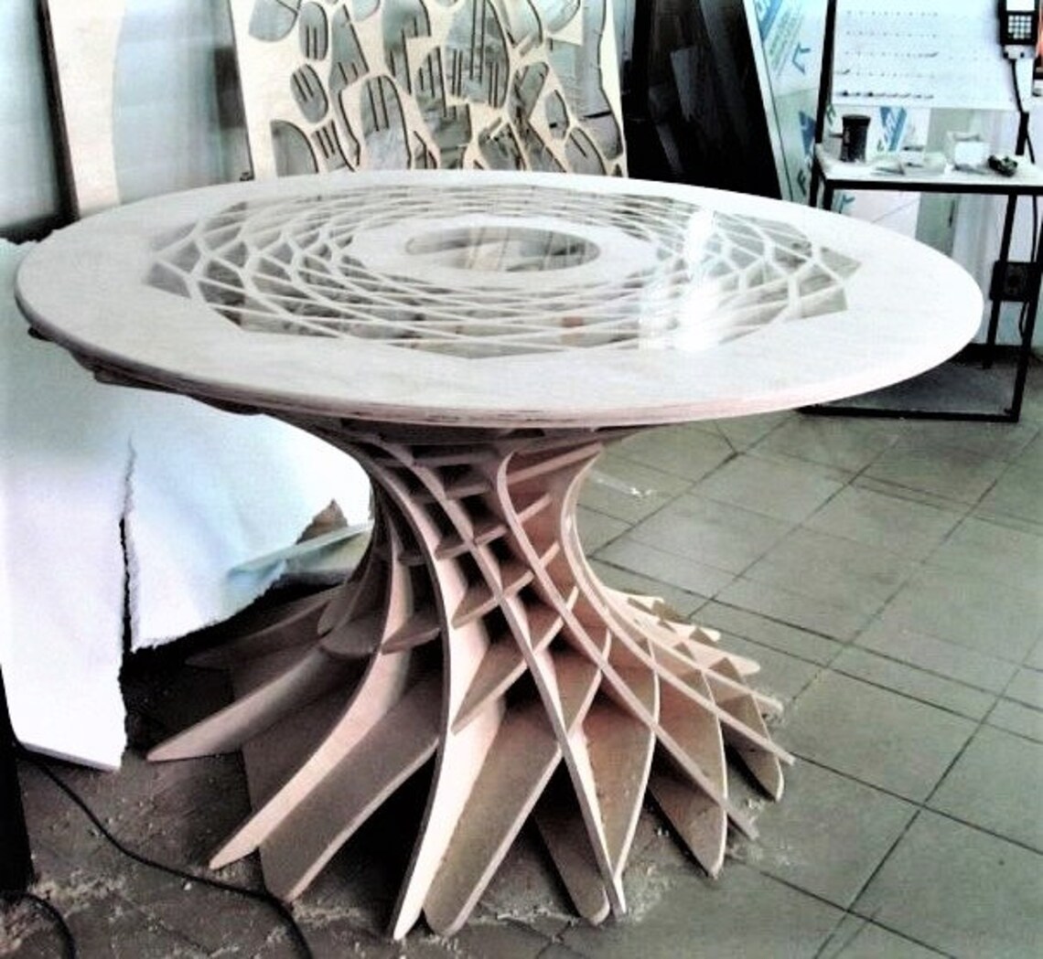 Cnc Router Files Round Table Dxf Plasma Cnc Files for Wood Etsy