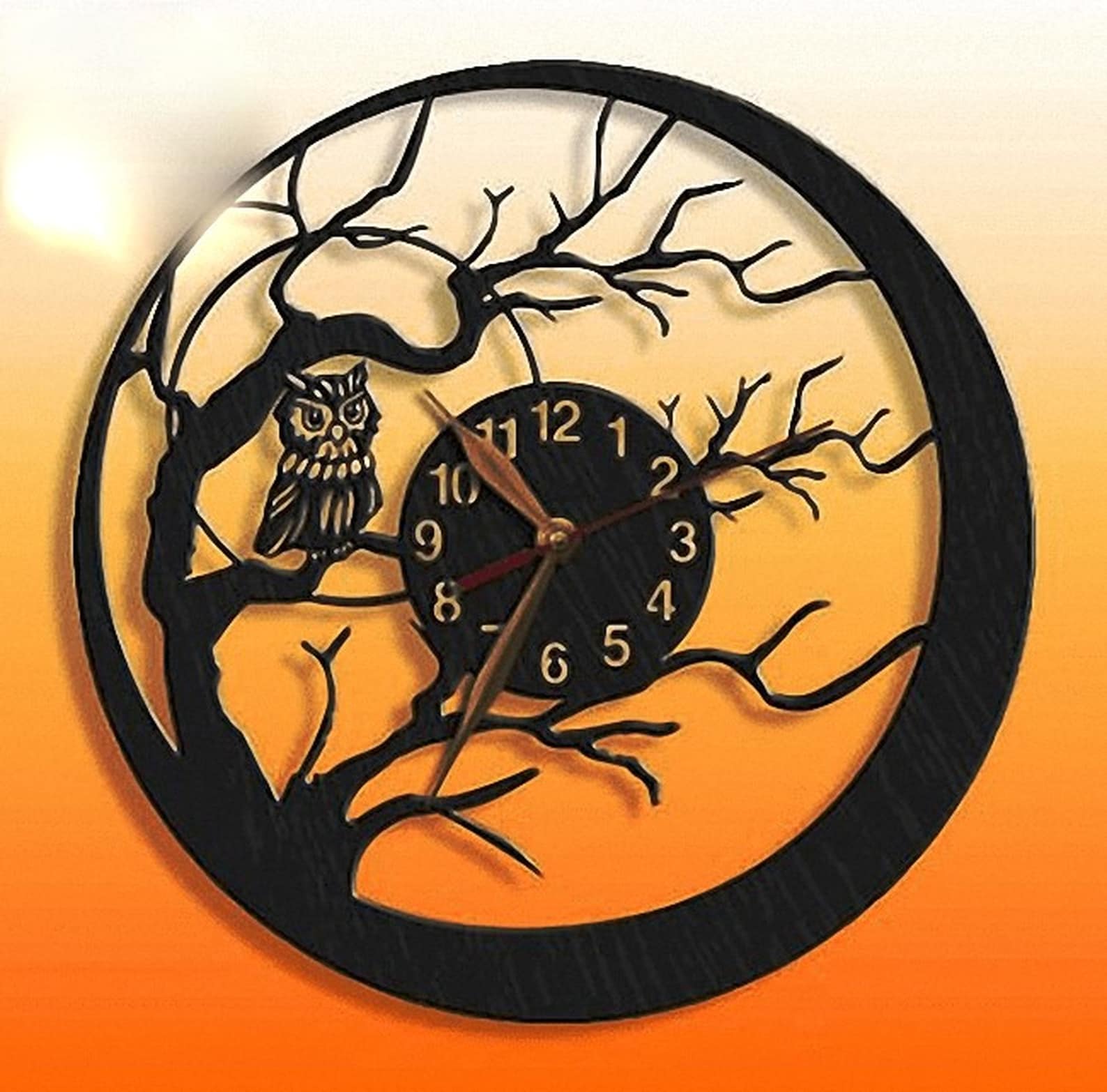 Cnc Router Files Owl Clock Dxf Plasma Cnc Files for Wood Cnc Etsy