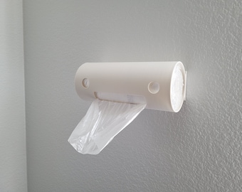 Sac poubelle imprimé en 3D | Distributeur/organisateur de sacs à déchets en plastique | Porte-rouleau pour essuie-tout, fixation murale, dimensions 4, 10, 13 gallons.