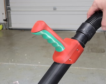 Adaptateur/accessoire de poignée pour tube d'aspirateur d'atelier robuste imprimé en 3D avec poignée en caoutchouc - Adaptez-vous à votre taille !