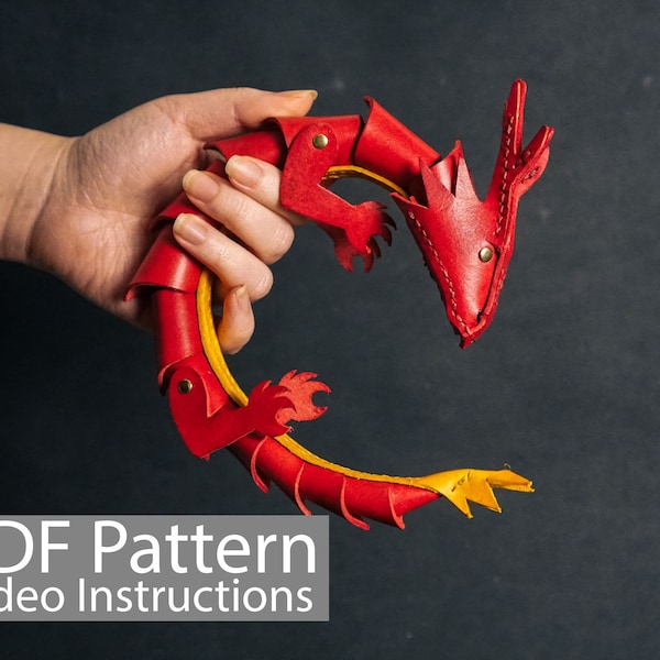 Patron PDF petit dragon articulé en cuir