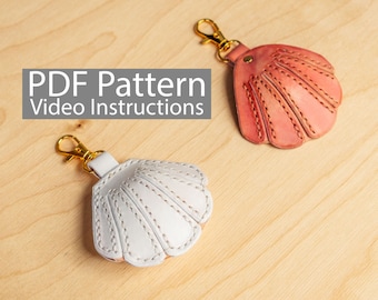 PDF Pattern Leather Clam Seashell Keychain/Key Fob/Bag Charm