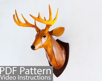 PDF Pattern Leather Deer Head Wall Mount