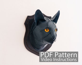 PDF Pattern Leather Cat Head Mount