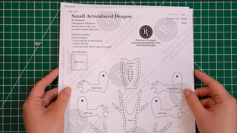 PDF Pattern Leather Articulated Small Dragon image 2