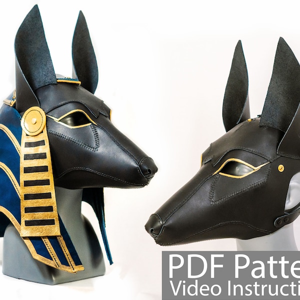 PDF Pattern Leather Anubis Mask with Headpiece