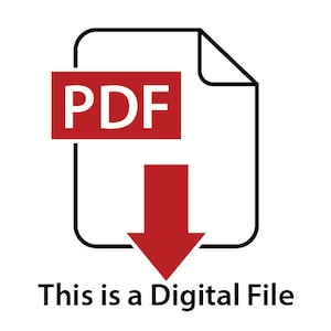 May include: A black and white icon of a PDF file with a red arrow pointing down. The text "This is a Digital File" is below the icon.
