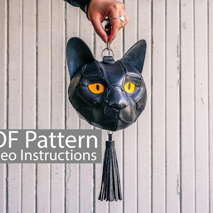 Patron PDF porte-monnaie tête de chat en cuir