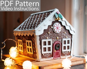 PDF Pattern Leather Gingerbread House Box